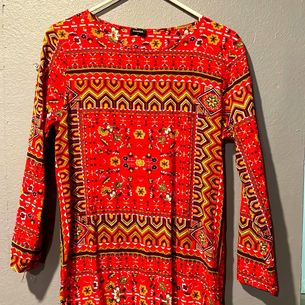 Vonda patterned red dress